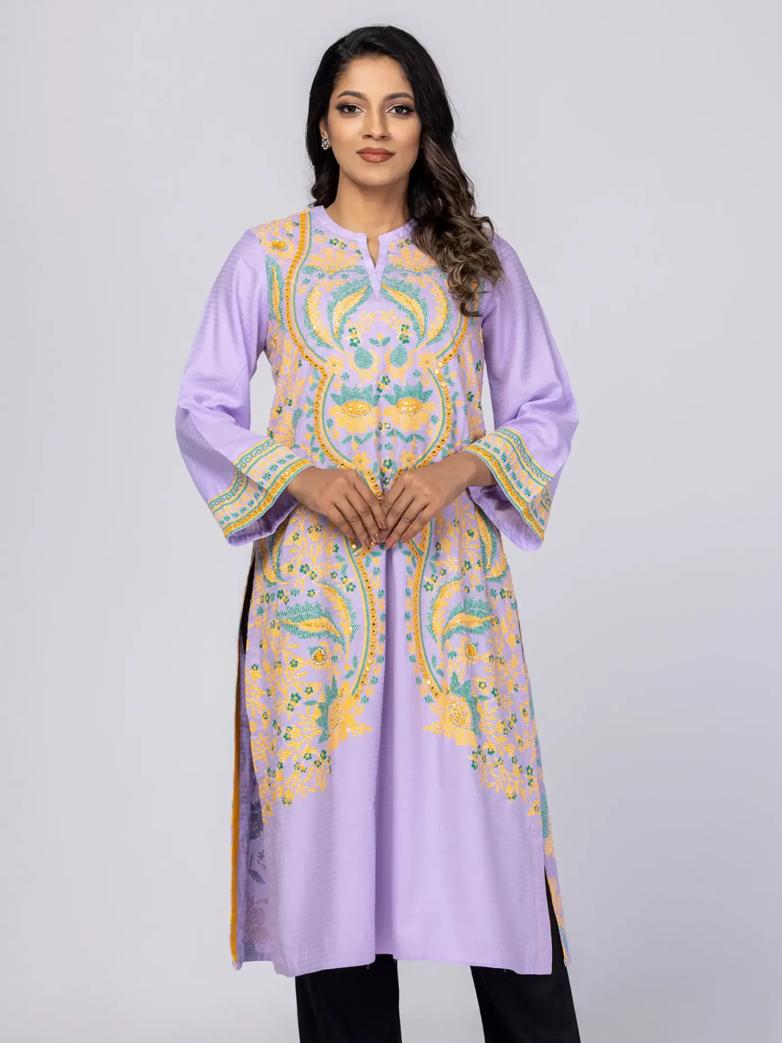 Sage Green Embroidered Silk Kurta