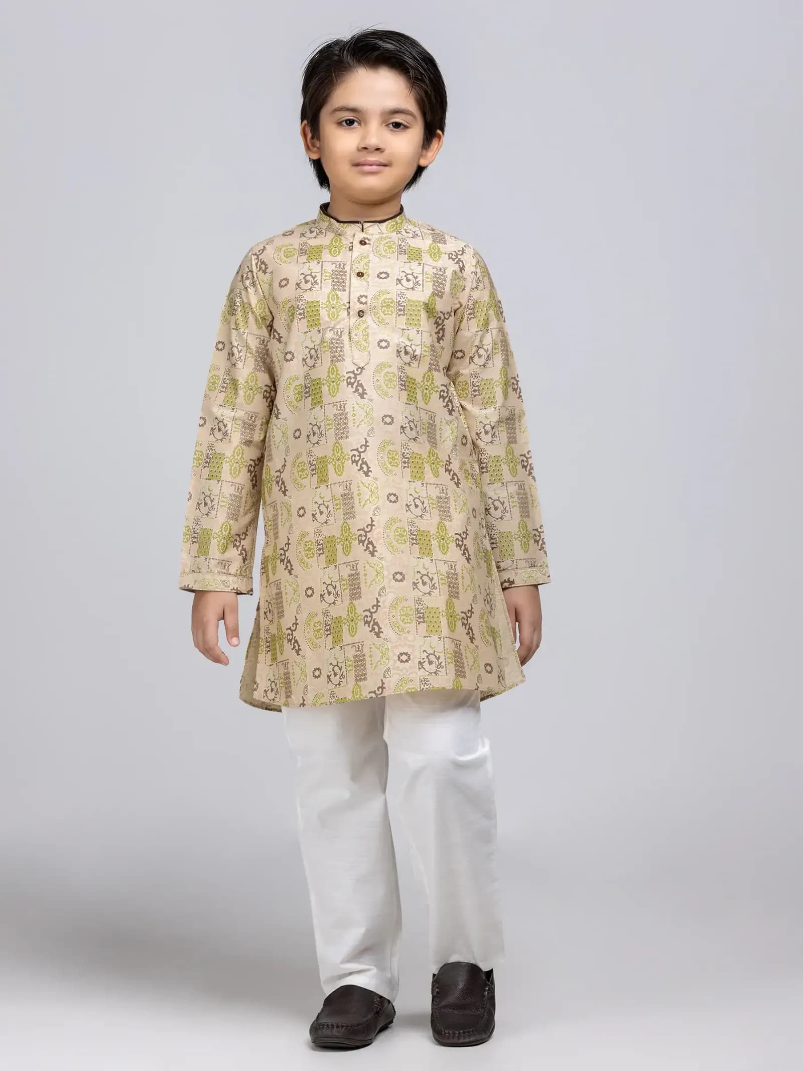 Mustard Embroidered Cotton Shalwar Kameez