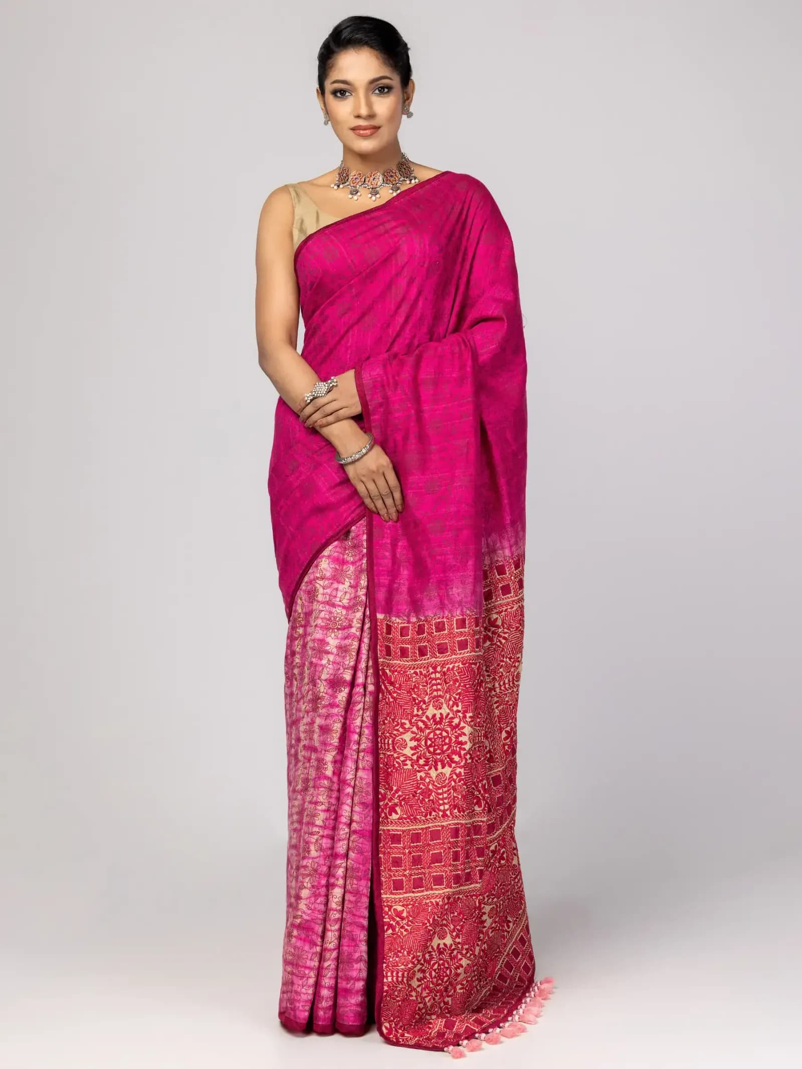 Pastel Pink Cotton Silk Saree